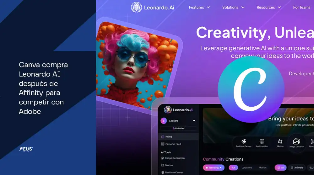 Canva compra Leonardo AI después de Affinity para competir con Adobe - Zeus Studio